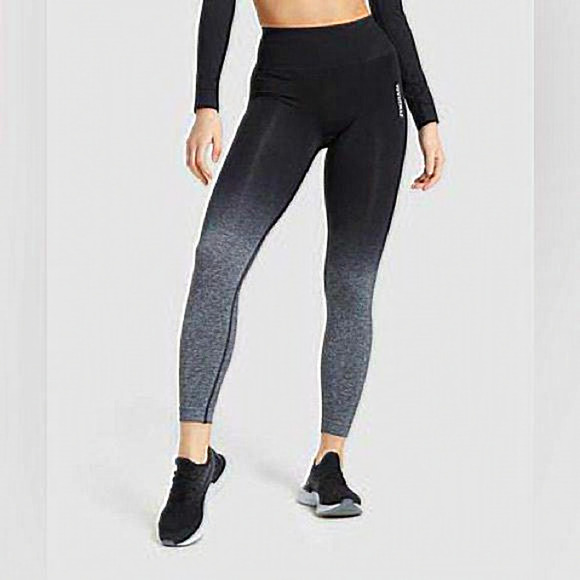 2/40$ Women’s Gymshark Adapt leggings black gray Ombre dip-dye seamless size XS - Picture 1 of 14